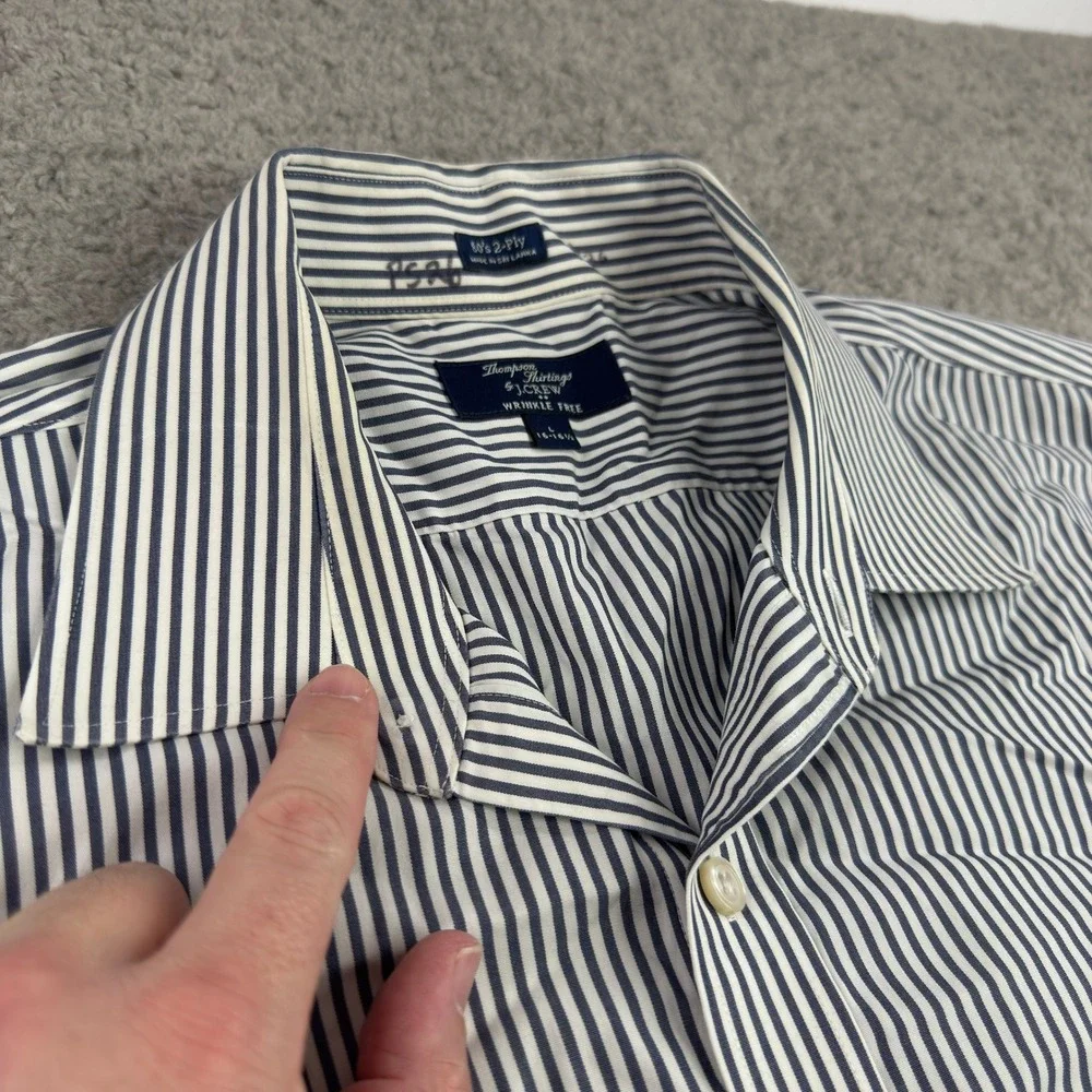 J Crew Men's Thompson Shirtings Dress Shirt 80's 2-Ply L(16-16 1/2) Navy Gingham